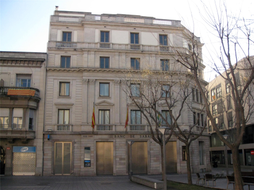 Image of the first headquarters of Banco Sabadell, a bank that is now listed on the stock market.